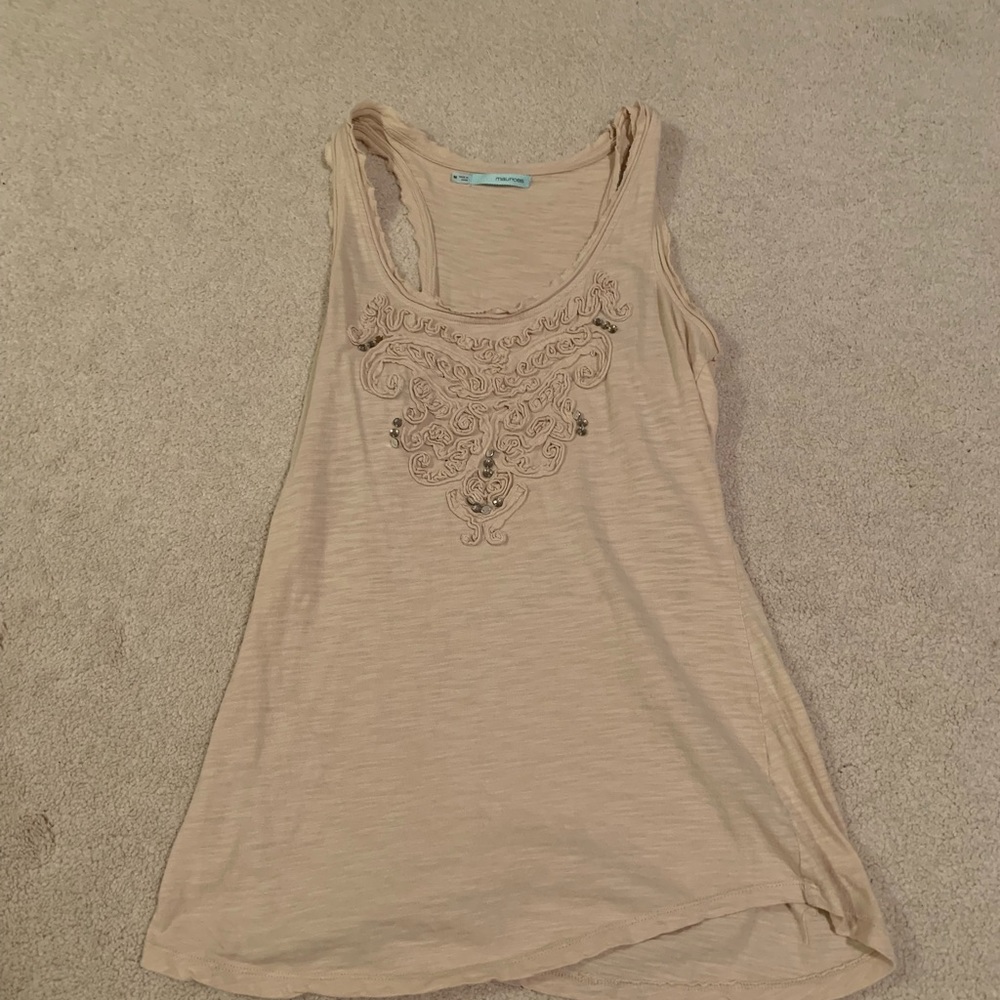 Beige heart stitched Maurice’s tank top